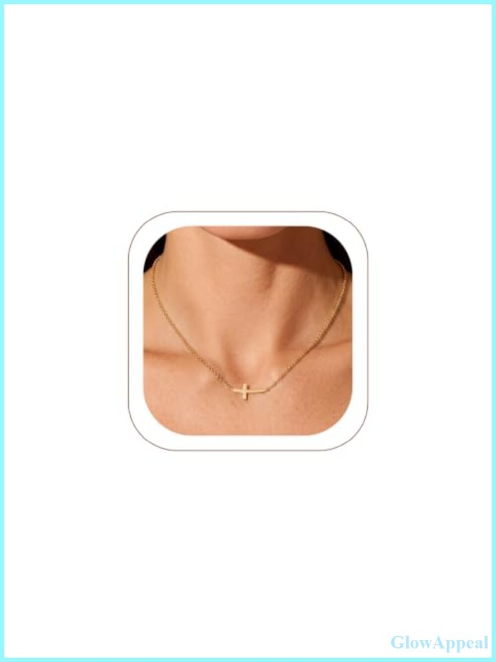 Sideways Cross Necklace Gold Plated Stainless Steel 16in Women